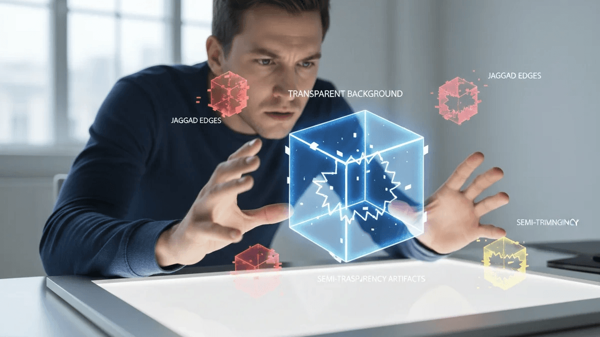 Interface com PNG transparente convertido para WebP em fundo xadrez
