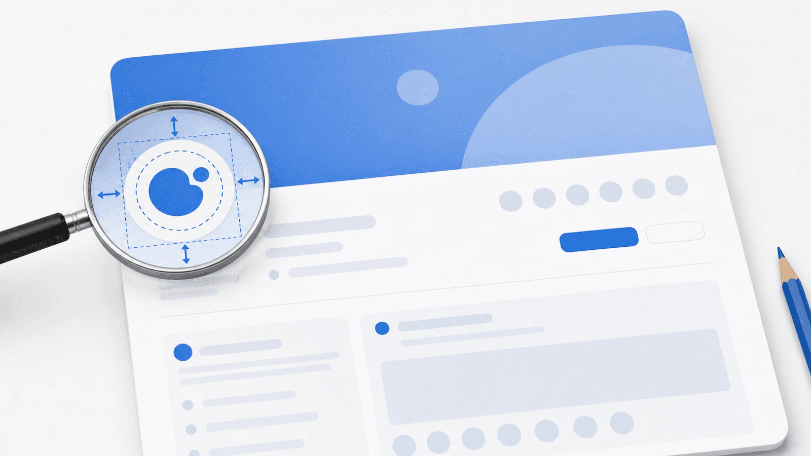 Facebook-style Page card with a circular logo safe-zone overlay