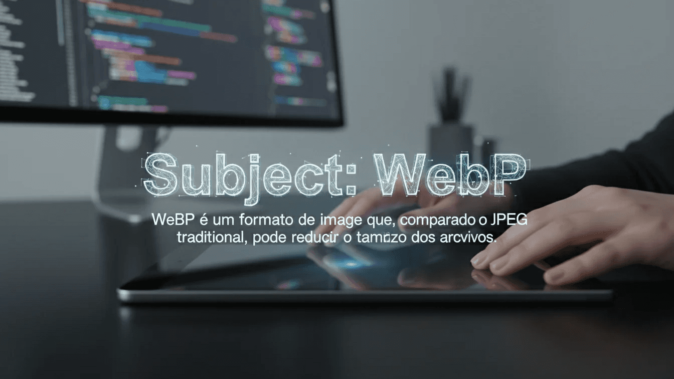 Mockup de site comparando JPG e WebP com peso final menor
