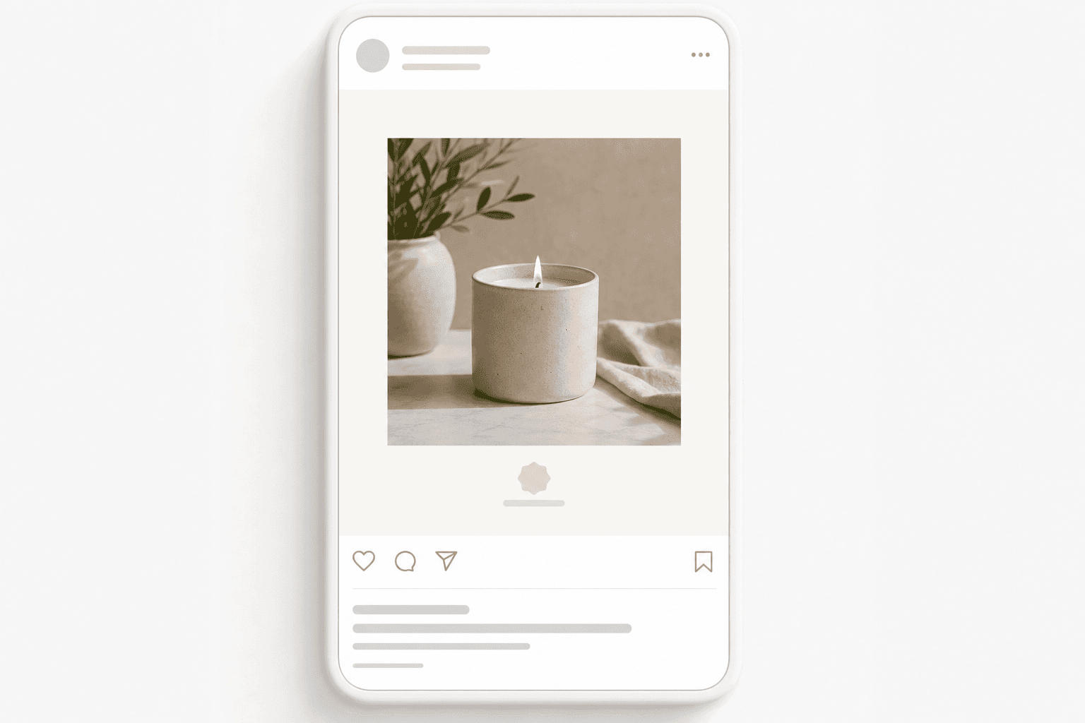 Generic mobile feed card showing a square product photo placed on a vertical canvas