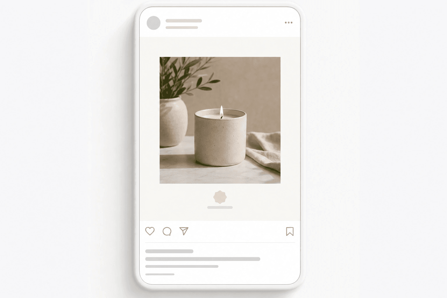 Generic mobile feed card showing a square product photo placed on a vertical canvas