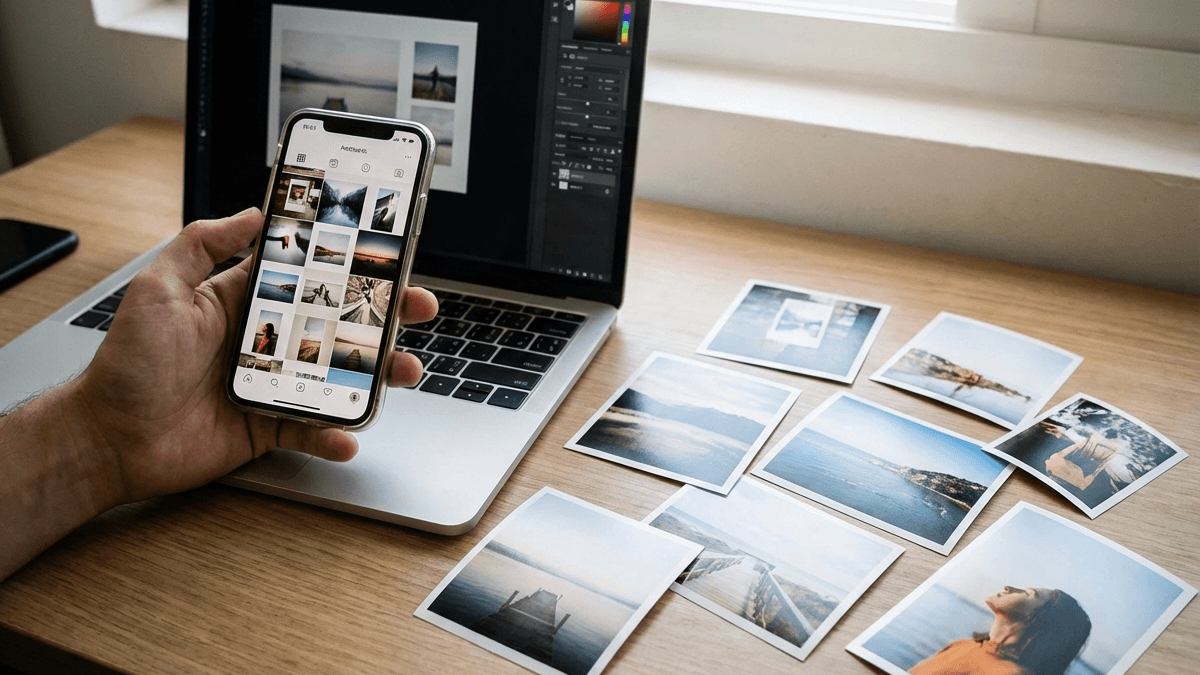 Android photo editing mockup with a smaller file size result