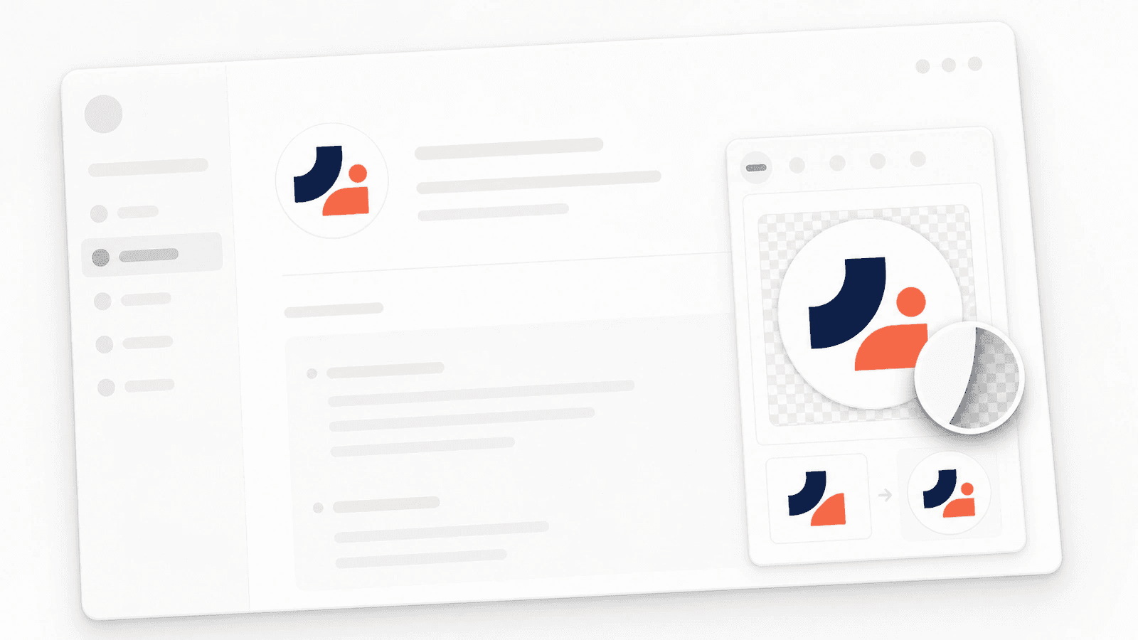 Circular logo crop on a pale workspace page-icon card