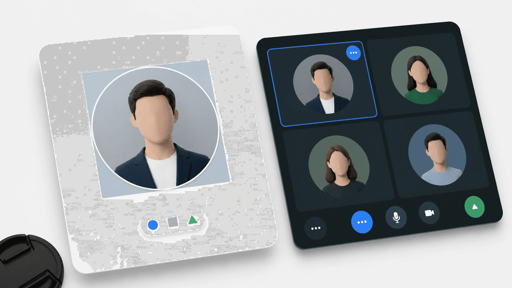 Circular safe-zone preview beside a generic video-call profile grid