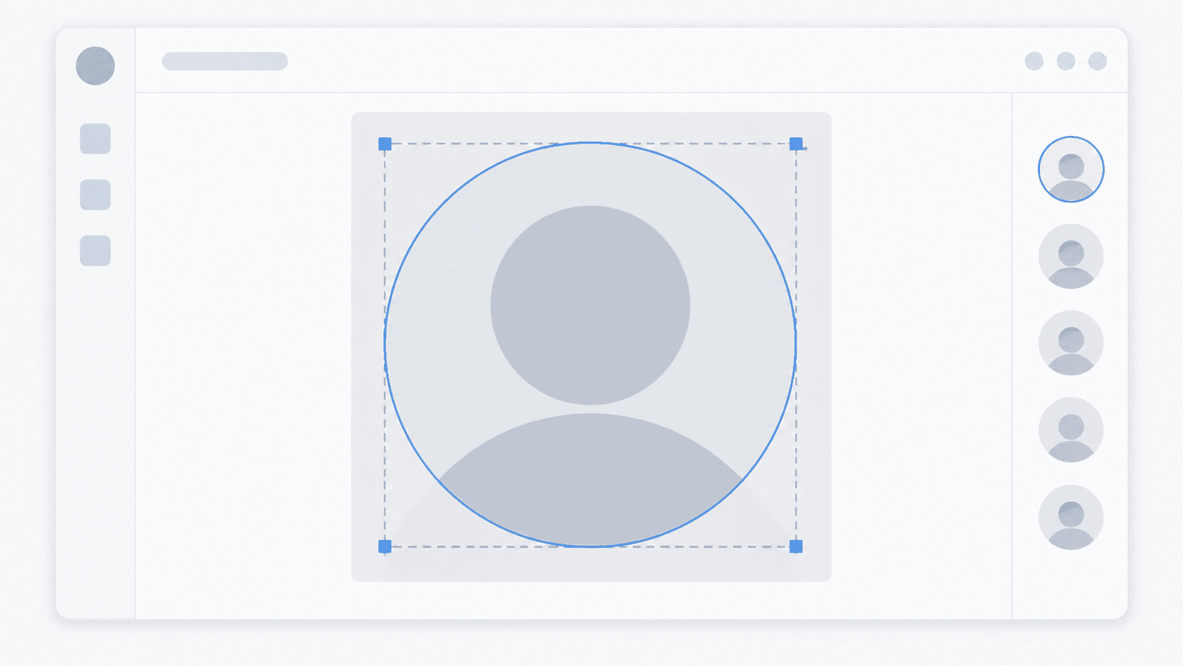 Chat workspace profile card with a circular headshot avatar already cropped and centered